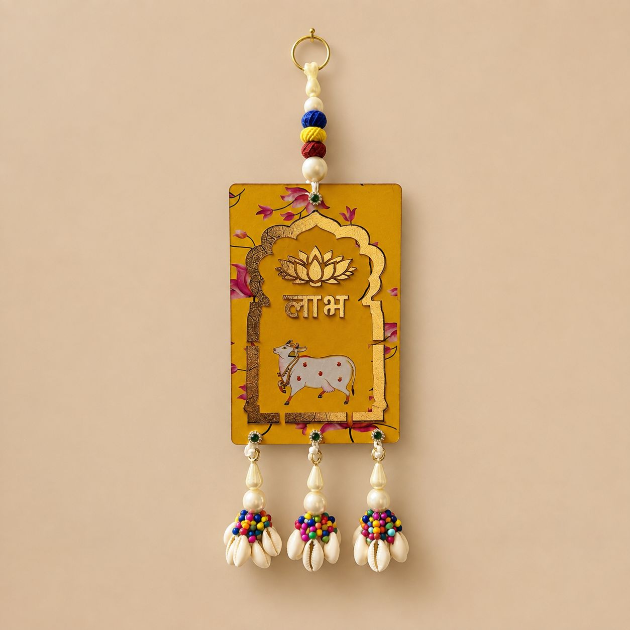 Kamdhenu (Holy Cow) Shubh Labh Wall Hanging (Rectangle) – Set of 2