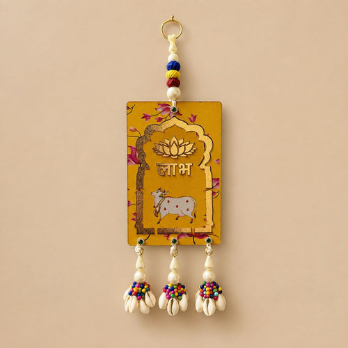 Kamdhenu (Holy Cow) Shubh Labh Wall Hanging (Rectangle) – Set of 2