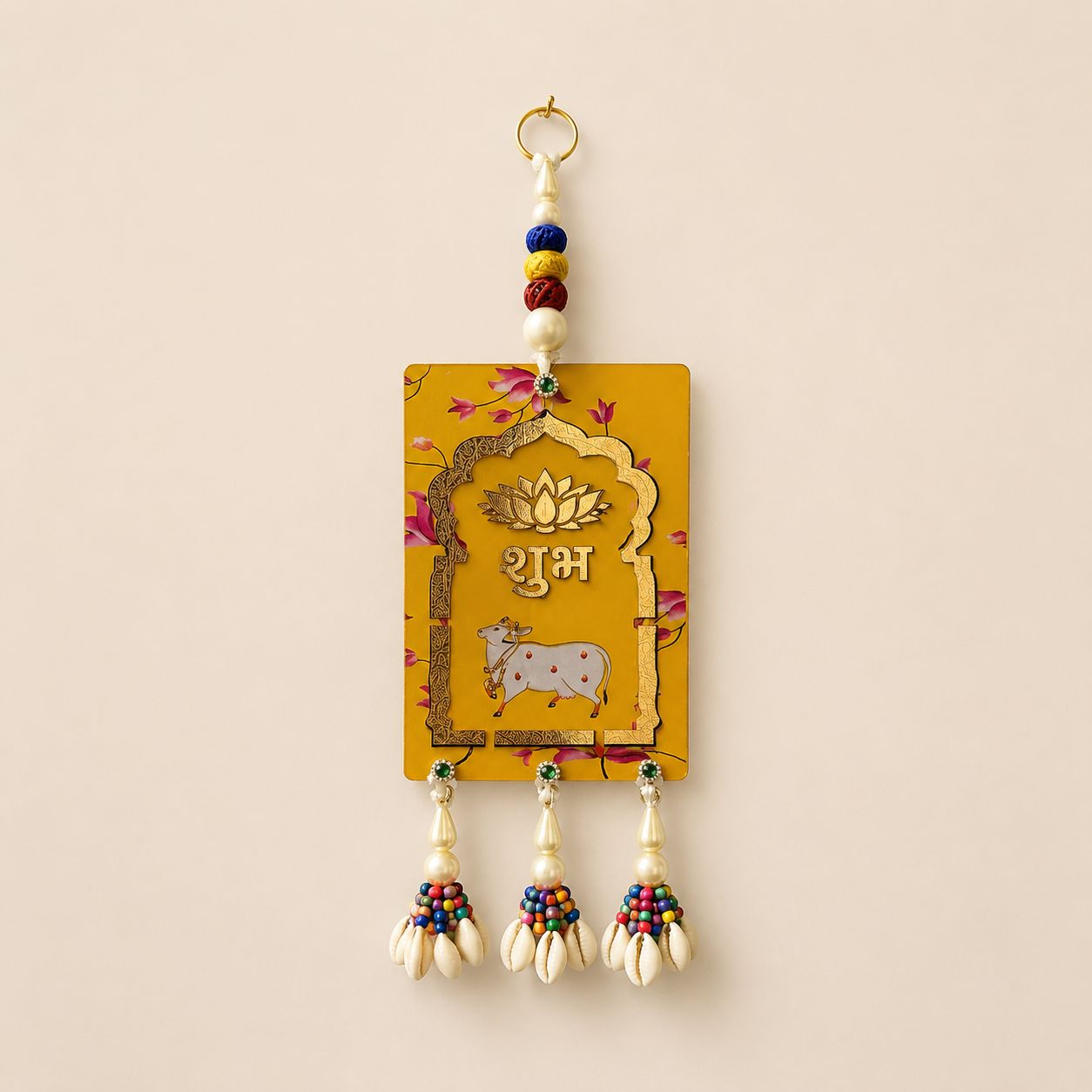 Kamdhenu (Holy Cow) Shubh Labh Wall Hanging (Rectangle) – Set of 2